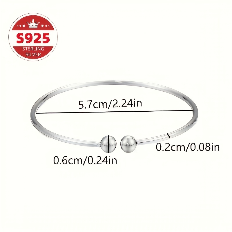 Women's S925 Sterling Silver Open-End Garlic Head Bracelet